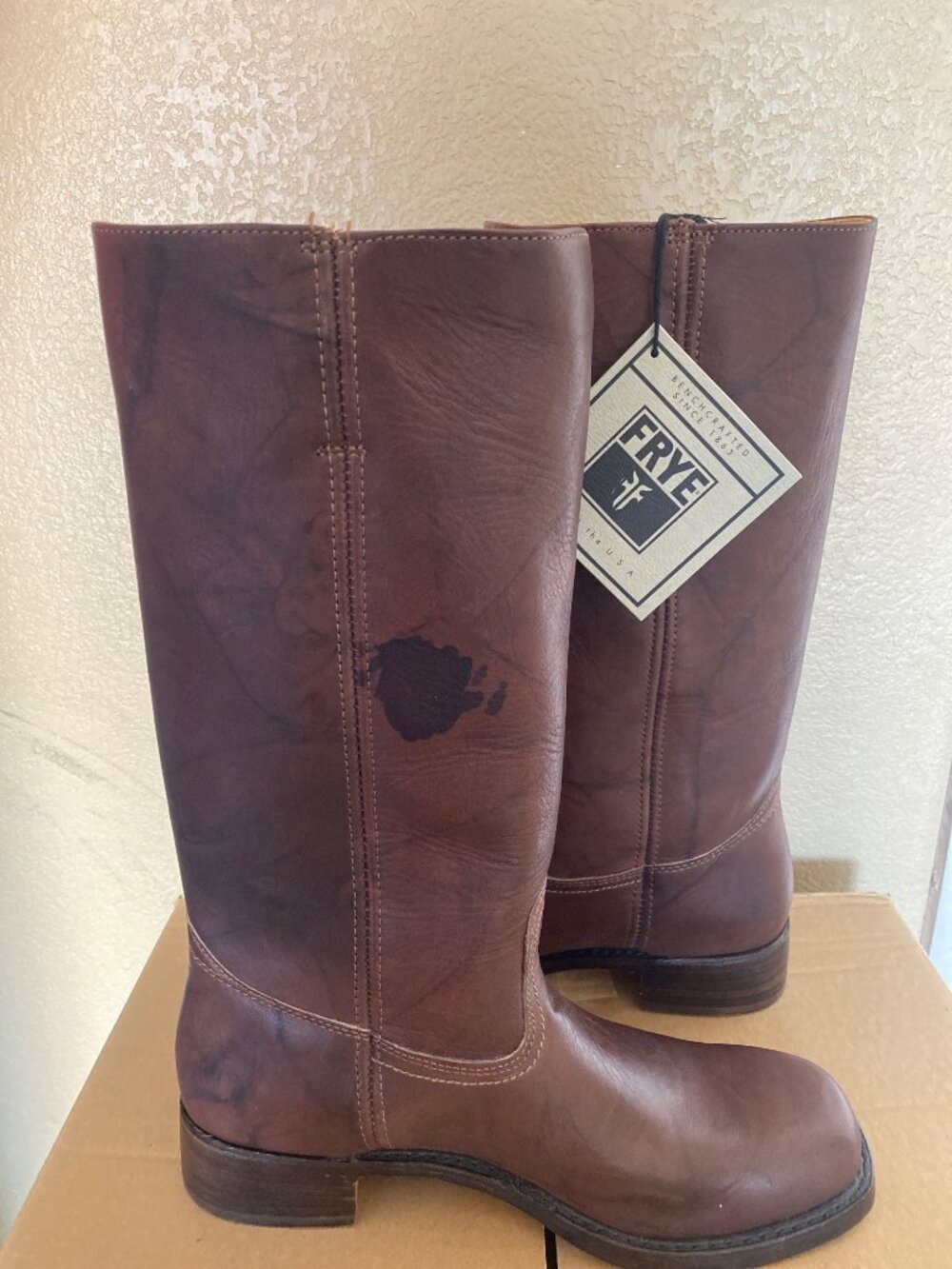 Vintage Frye Campus 14L Boots 87290 Men's 11M Brown Leather Made USA NOS - Picture 5 of 15